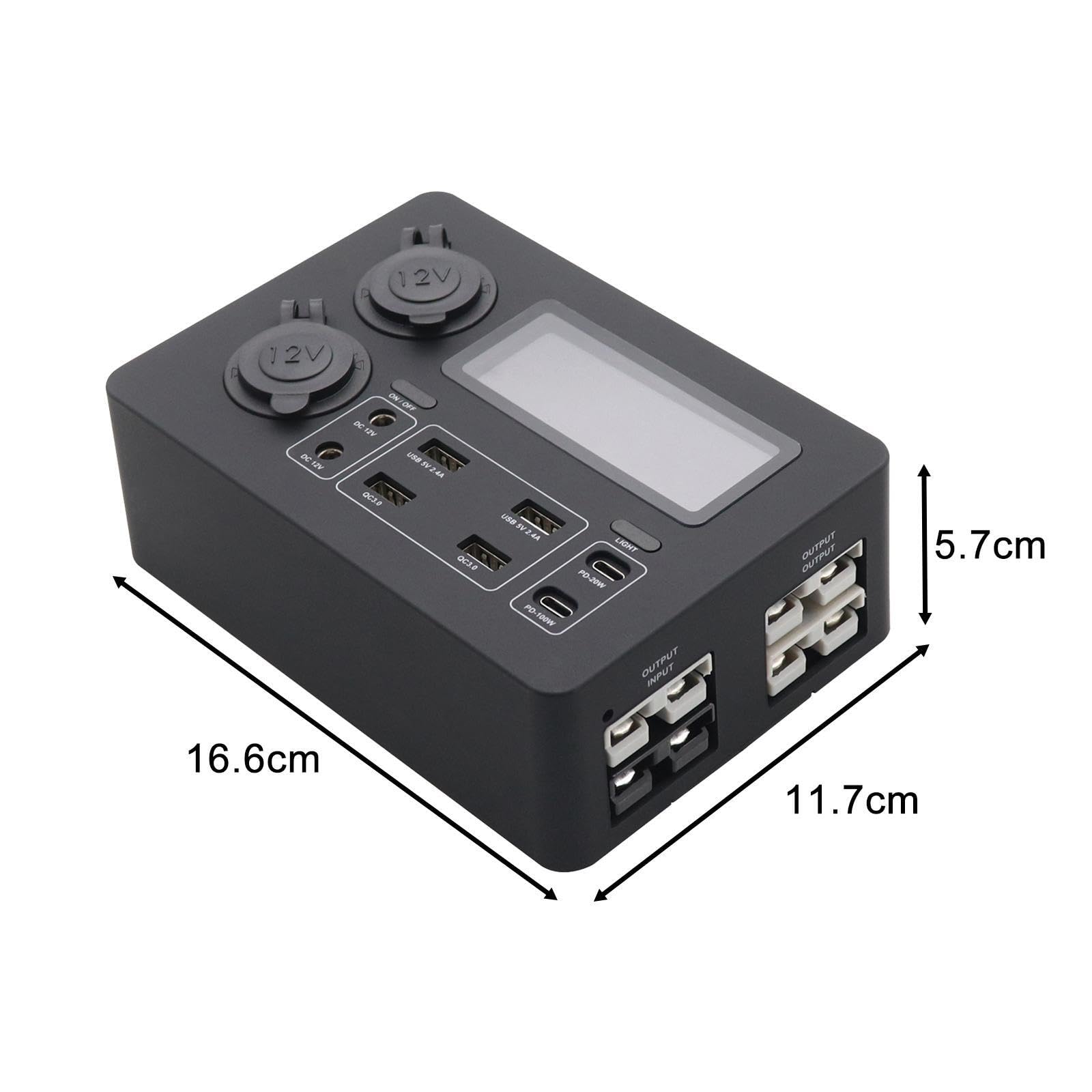 Alimentatori portatili, caricabatterie da 12 V, multipresa, porte USB, per viaggi all'aperto e quotidiani, alimentabili a corrente continua da 12 V, Scatola di alimentazione, 16.6x11.7x5.7