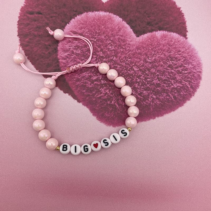 Image of COLORFUL BLING Big Sister Beaded Bracelet Big Sis Announcement Stretch Bracelet