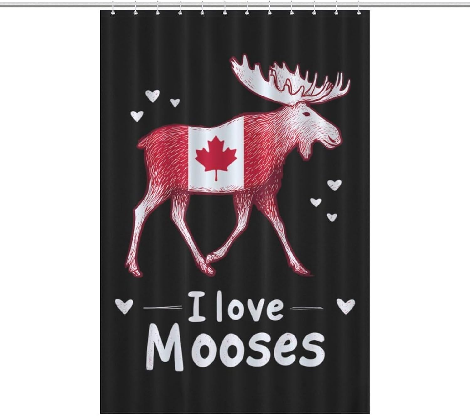 I Love Heart Mooses Shower Curtain 46.85x70.87Inch（119x180cm） Polyester Bath Curtain Shower Curtains Printed Decorative