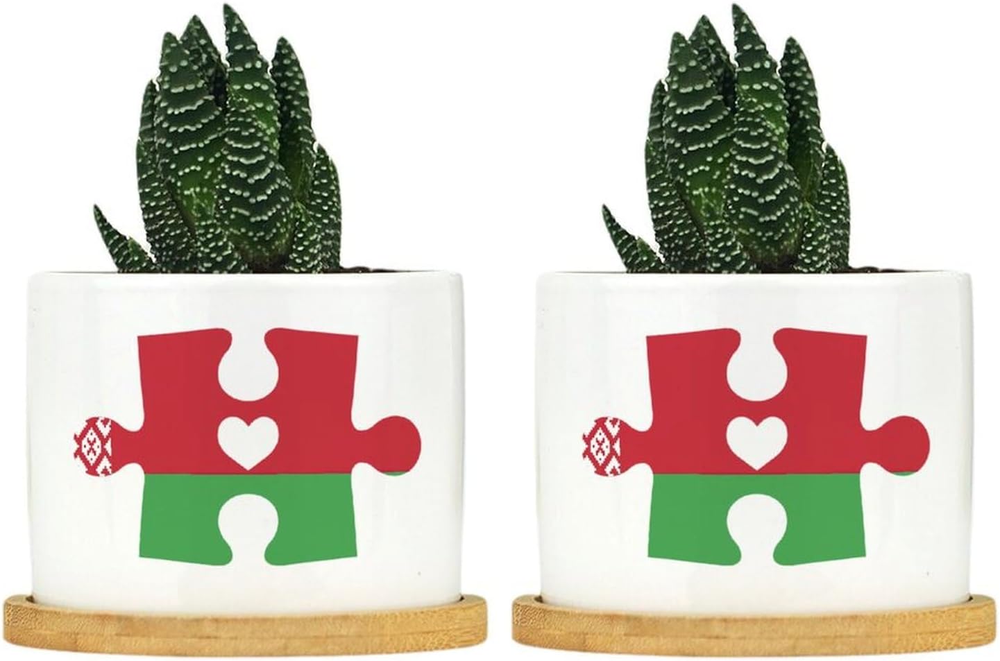 Belarus Flag Puzzle with Heart Ceramic Planter Festival Flags Planters for Indoor Plants with Drainage Holes and Saucers Pot for Succulents Cactus Garden Windowsill
