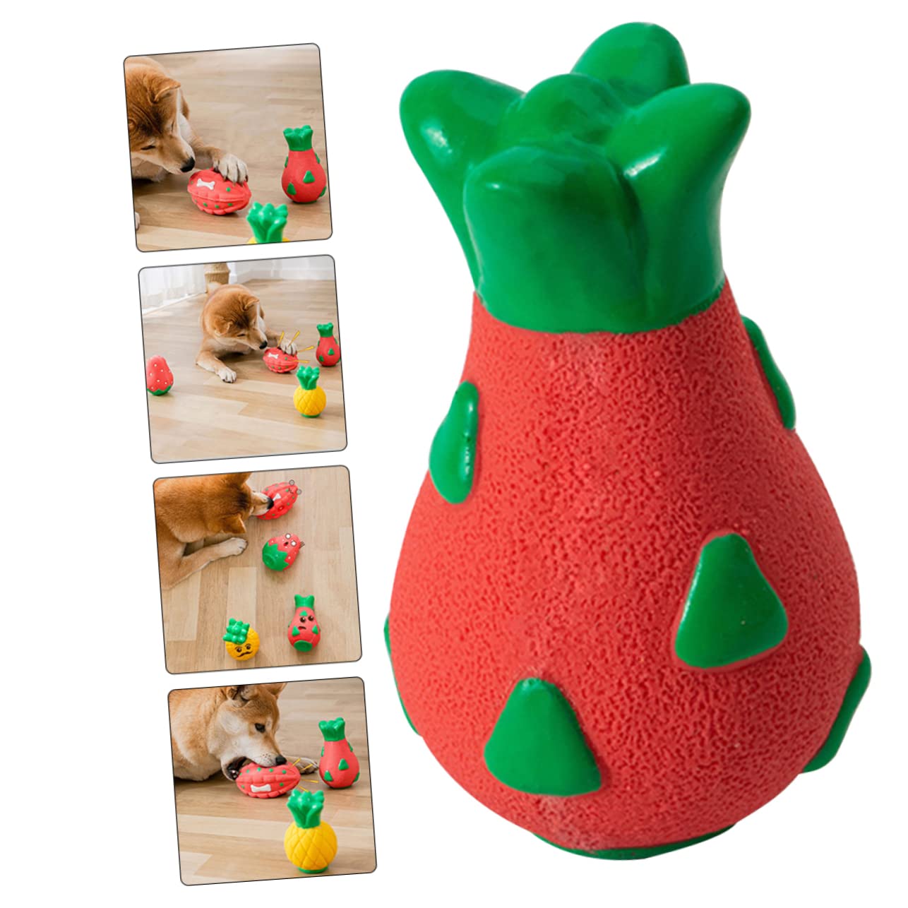 Amosfun 4stücke Interaktives Kauspielzeug Für Welpen Obstförmiges Langlebiges Gummispielzeug Für Kleine Bis Mittlere Hunde Stressabbauend Mit Quietscher Und Molarfreundlichem Design