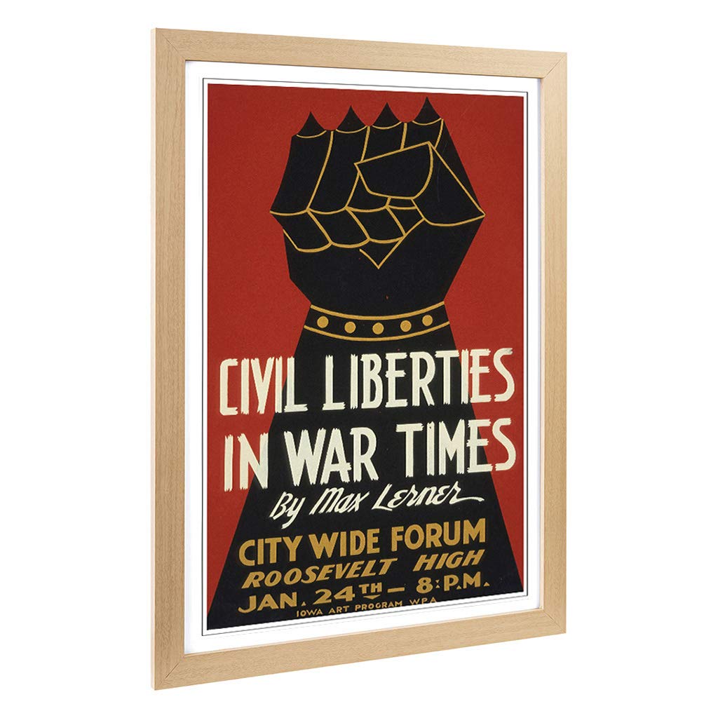 Big Box Art Framed Print of Vintage WPA Poster Civil Liberties Design | Wall Art Picture | Home Decor for Kitchen, Living Room, Bedroom, Hallway, Oak, A2 / 24.5x18 Inch / 62x45cm