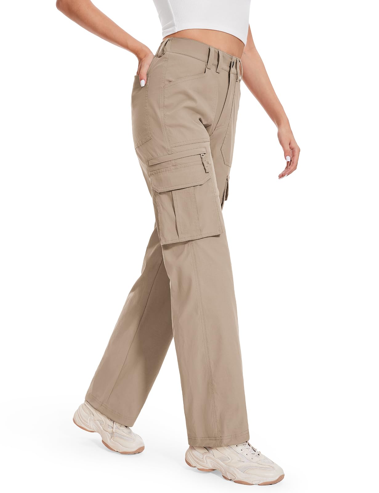 Moosehill Womens Hiking Pants Lightweight: Quick Dry Water Resistant High Waisted Cargo Pants 7 Pockets for Travel Casual