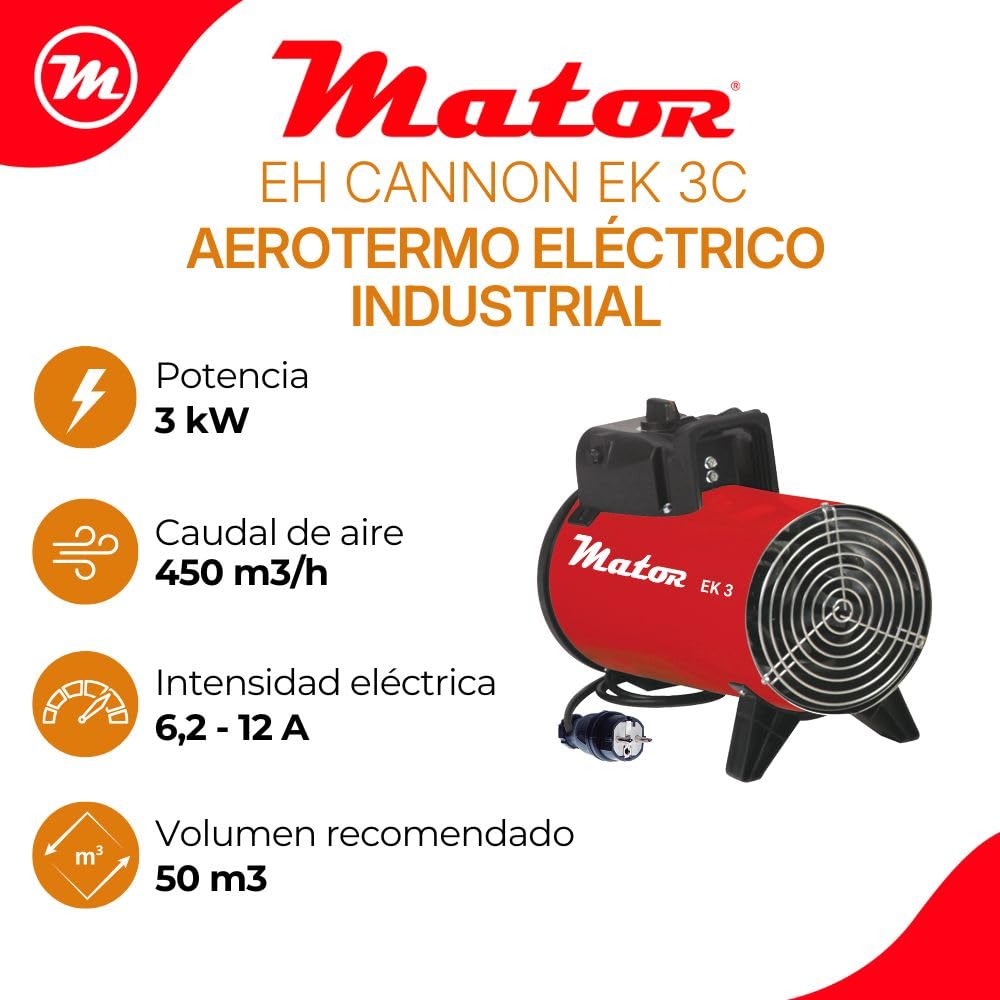 Calefactor Eléctrico, Aerotermo Industrial de 3Kw - EH CANNON EK3C