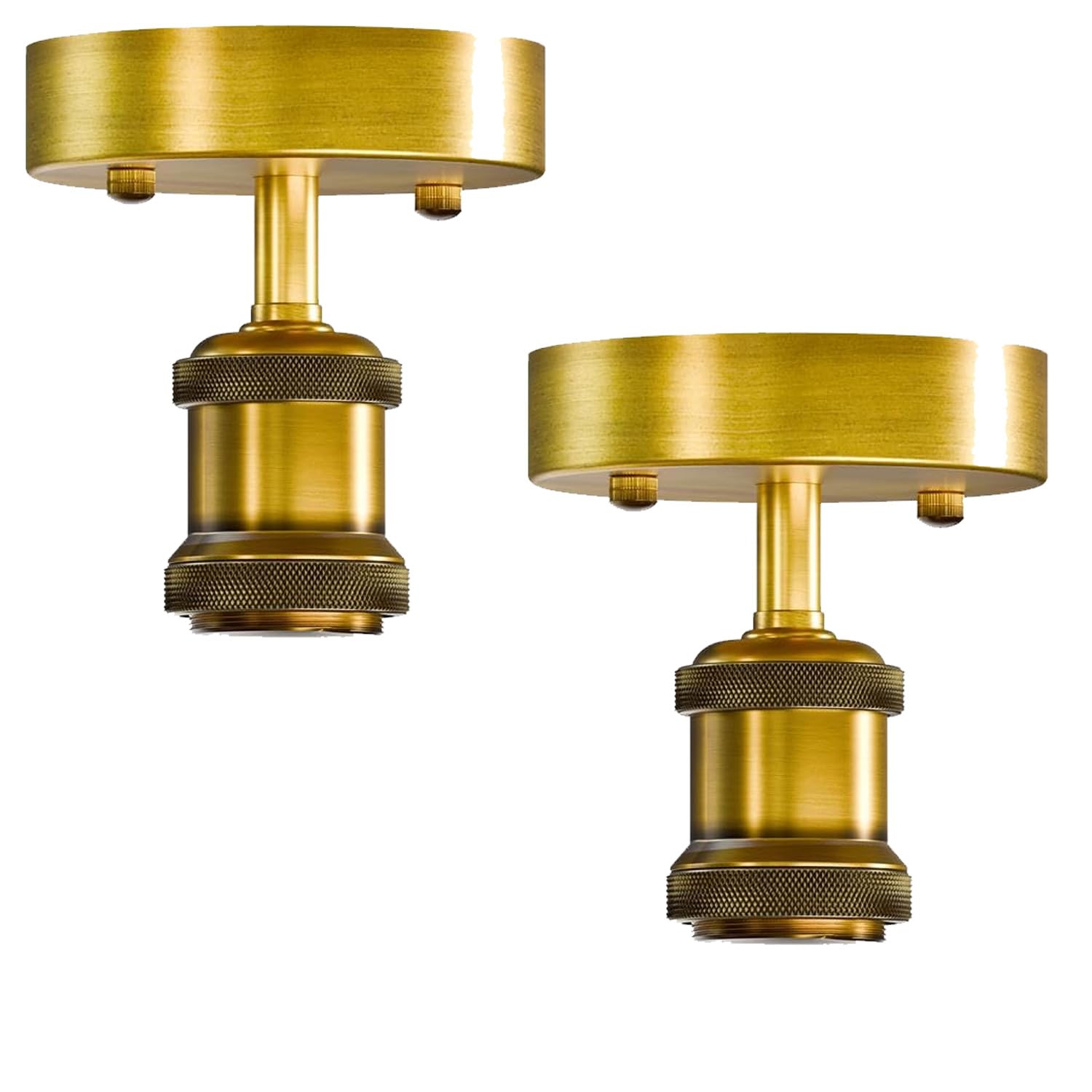 LEDSone 2 Pack of Industrial Single Head Ceiling Lamp Retro Flush Mount E27 Lamp Holder Light Fixture for Bedroom Living Room Hallway Vintage Ceiling Lighting with Easy Installation — image 1