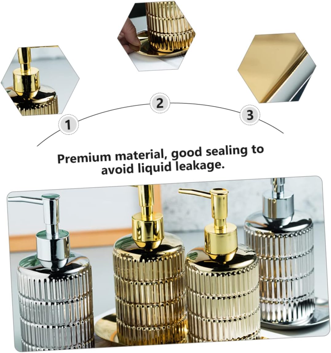 MERRYHAPY 1set American Style Pressing Bottles for Shampoo Lotion and Soap Dispenser Refillable Bathroom Sub Bottles Tray Lightweight Easy to Use