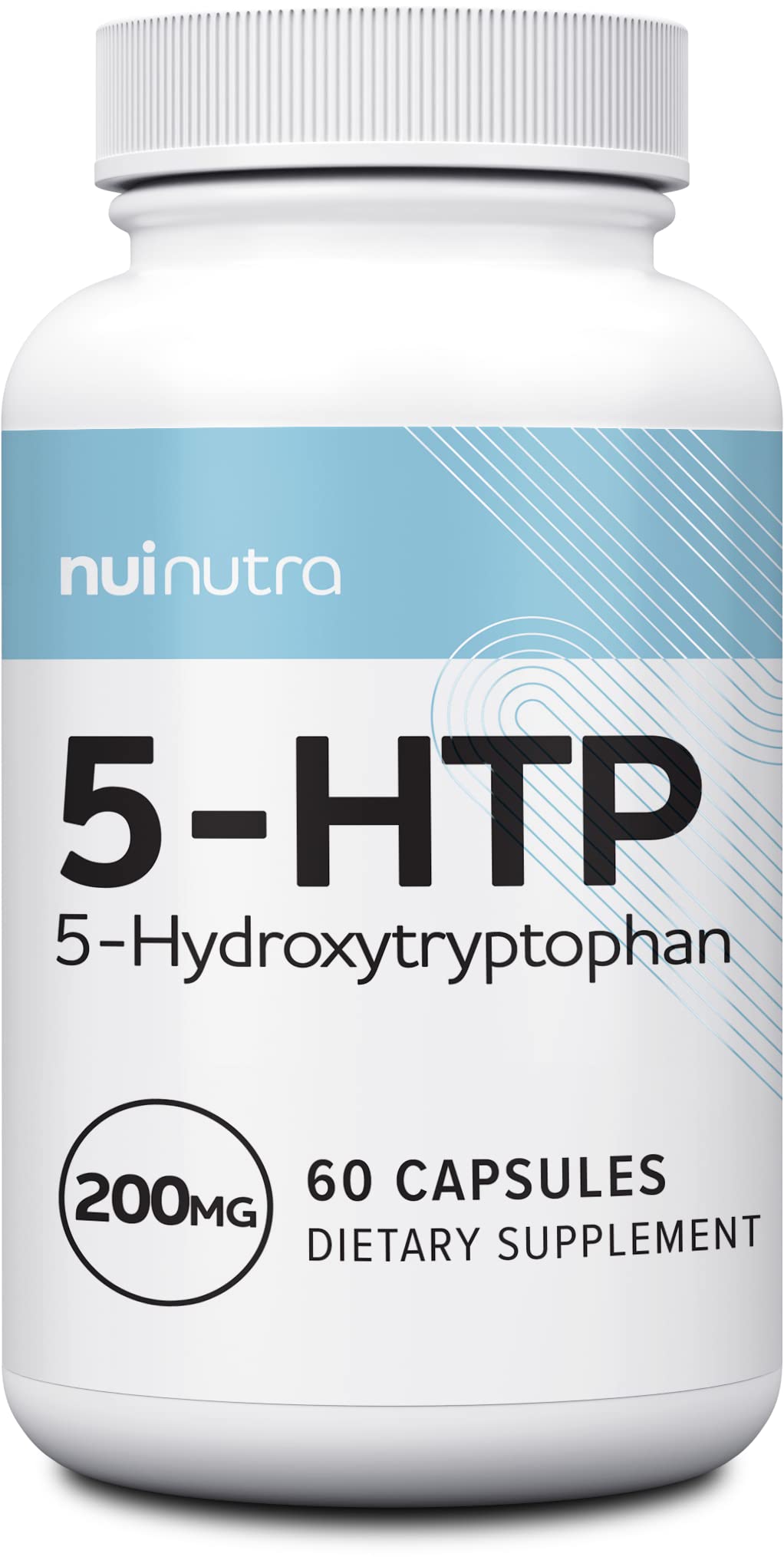 5HTP Supplement 200mg, 60 Capsules - Extra Strength 5-Hydroxytryptophan (Vegan, Gluten Free, Non-GMO, 3rd Party Lab Tested)