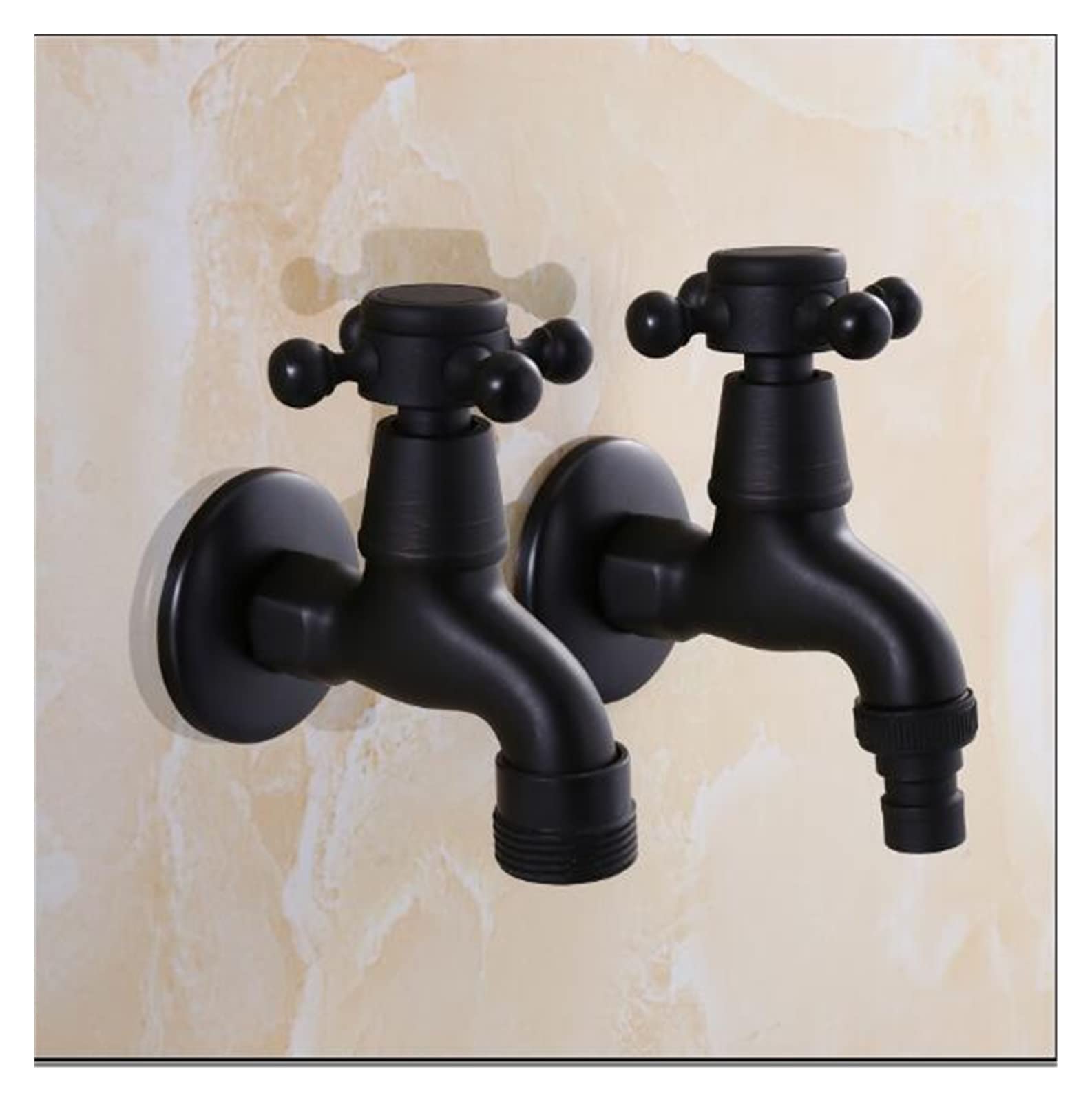 Totale ottone nero olio spazzolato doppio utilizzando la lavatrice rubinetto angolo da giardino Facile da installare(Light Grey)