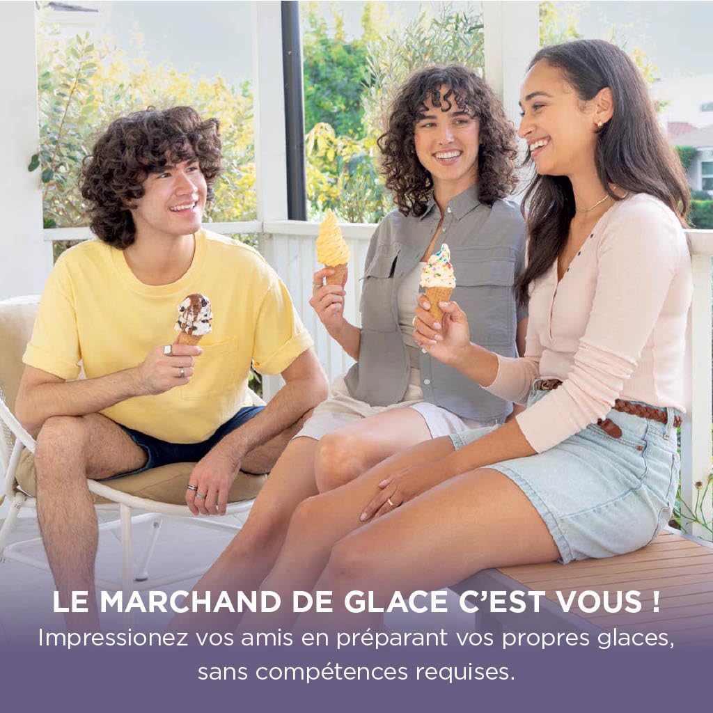 NINJA CREAMi Sorbetière Scoop and Swirl avec 2 pots, 13 modes pour réaliser crèmes glacées, glaces à l’italienne, gelatos, sorbets, milkshakes et plus, option Extra, Stone/Or NC701EUSTGD