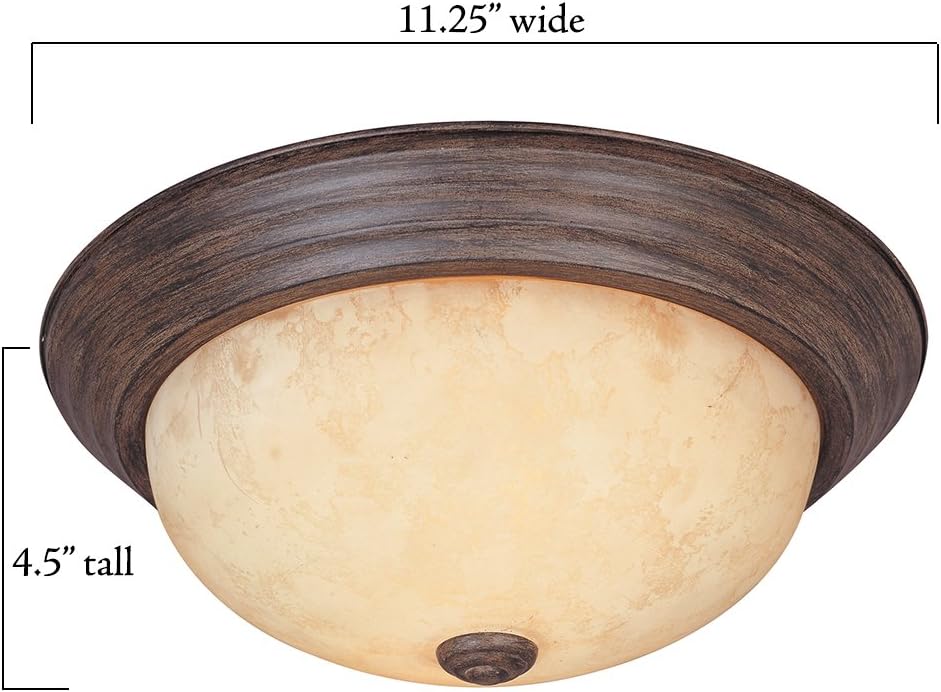 1257S-WM-AM Flushmount Ceiling Light Warm Mahogany 2-Light 11" Fixture - Led Household Light Bulbs - 