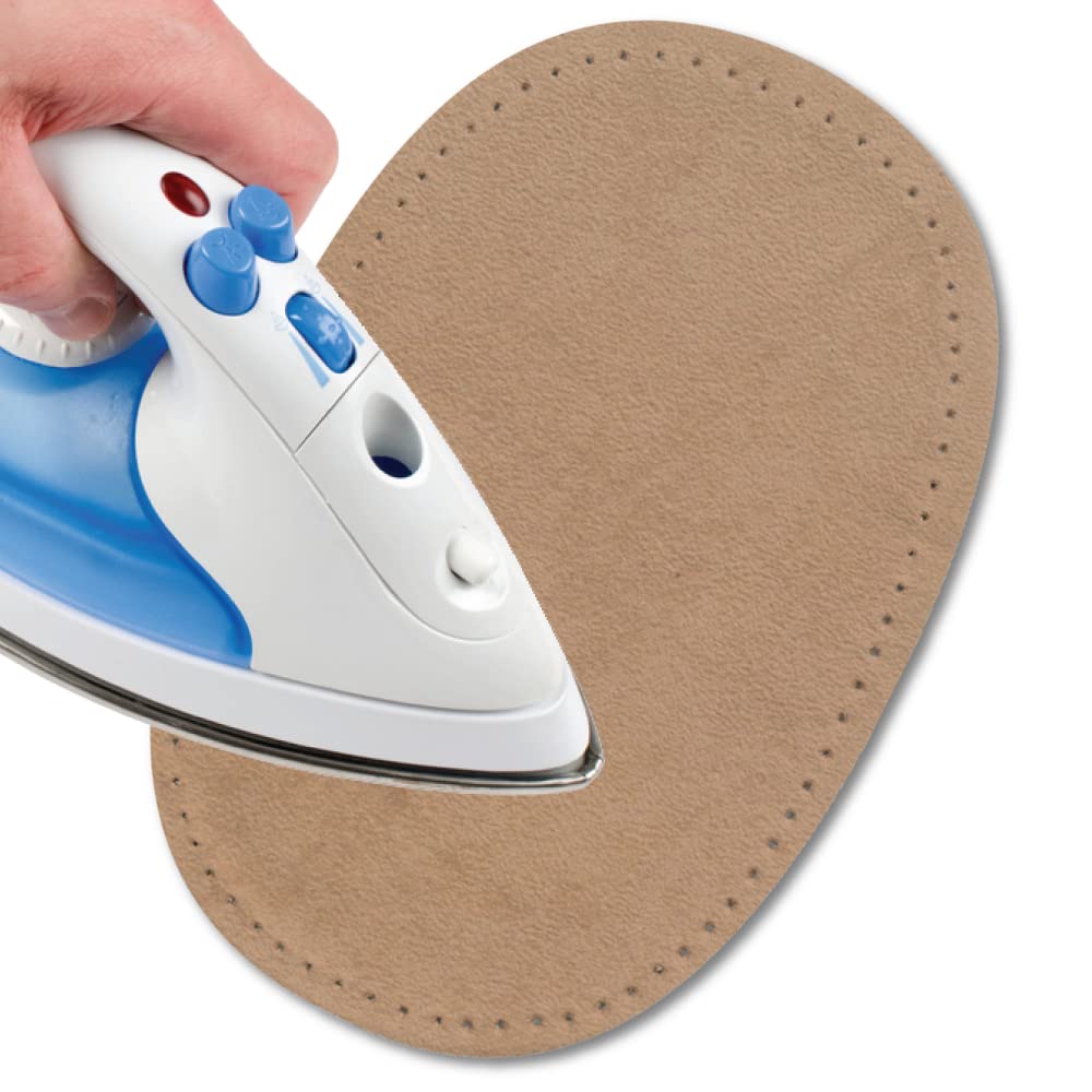 USIT, 2pcs Iron-On Mock Suede Patches, 6"x4", Ideal for Repairing Trousers, Jackets and Shirts, Unalterable Dyes, Beige โ image 1