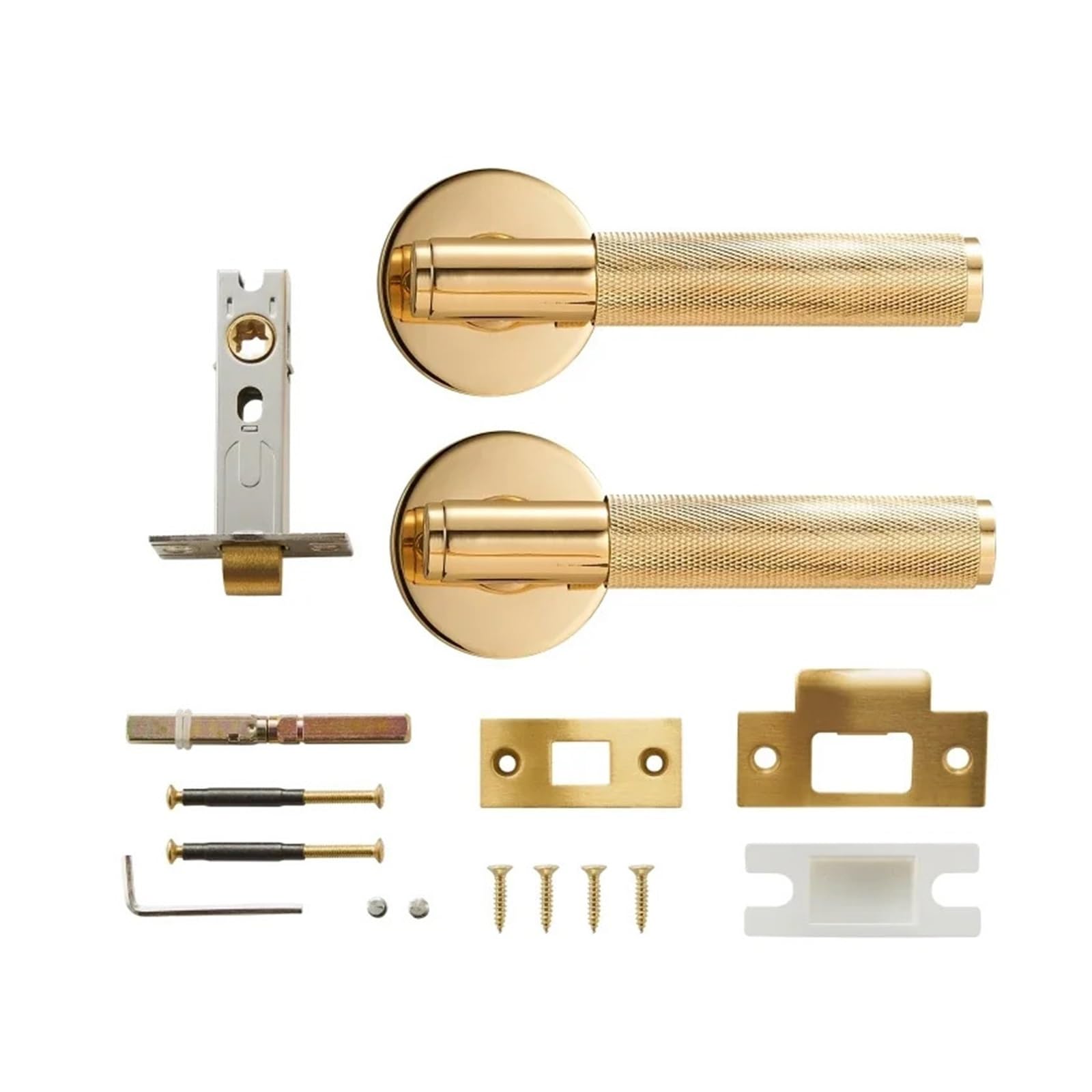 Sharunsfeli Passage-Gp Dooroom Brass Door Lever Set Knurled Privacy Passage Dummy Thumbturn Lock Handle Set Knurled Hardware(Passage-Gp)