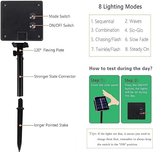 Miniatura 6 de Luces solares de Halloween naranjas y moradas impermeables para exteriores, cadena de luces solares de alambre negro, 8 modos, luces solares