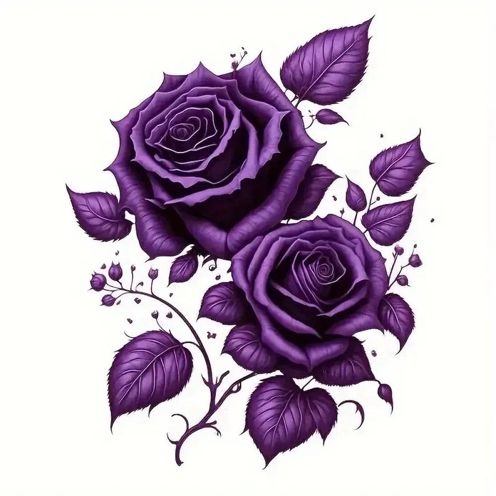 Purple Rose Car Decal PVC Floral Vehicle Sticker for Auto Body Windows and Laptops