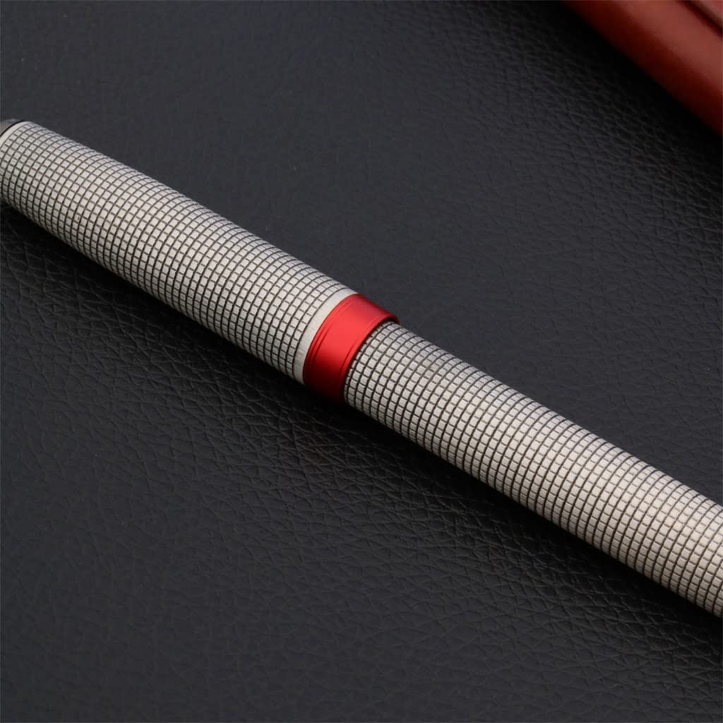 Penna stilografica classica in metallo rosso nero freccia reticolo forniture per ufficio scuola scrittura