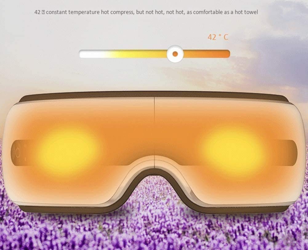 LIIAV Massager Eye-Massager-with-Heat-Vibration, Música Bluetooth Plegable, Recargable, Presión de Aire Masajeador de Shiatsu portátil eléctrico para Ojos Secos, Dolor de Cabeza, Relajarse
