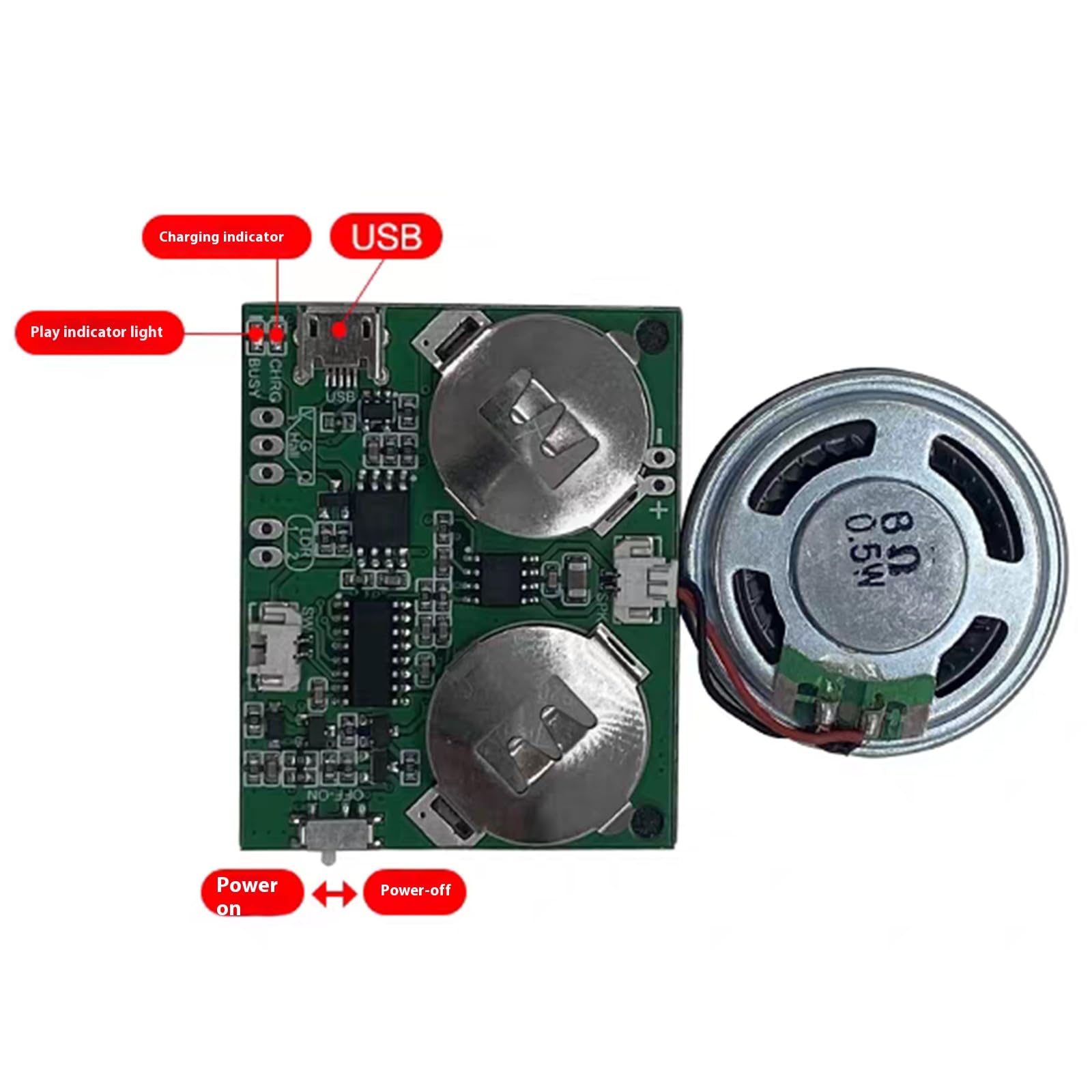 Module sonore programmable USB rechargeable 4 Mo de mémoire pour projets électroniques et douanes