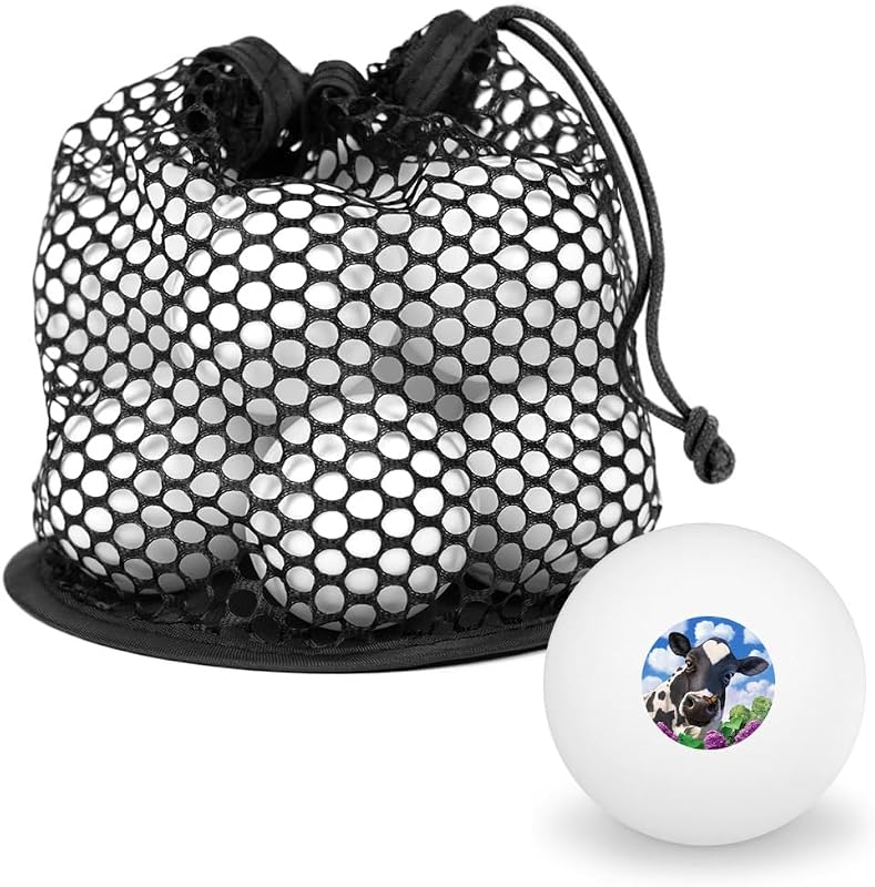 Paquete de 12 pelotas de ping pong de tenis de mesa con vaca y mariposa con bolsa de almacenamiento