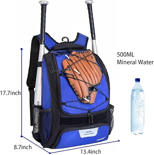 Miniatura 2 de Bolsa de béisbol juvenil con compartimento para zapatos, mochila de béisbol con gancho para valla para equipo y equipo de T-Ball y softbol, sostiene