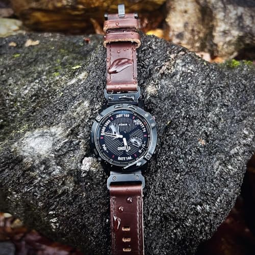 Correa de cuero Horween para reloj compatible Garmin miniatura 2
