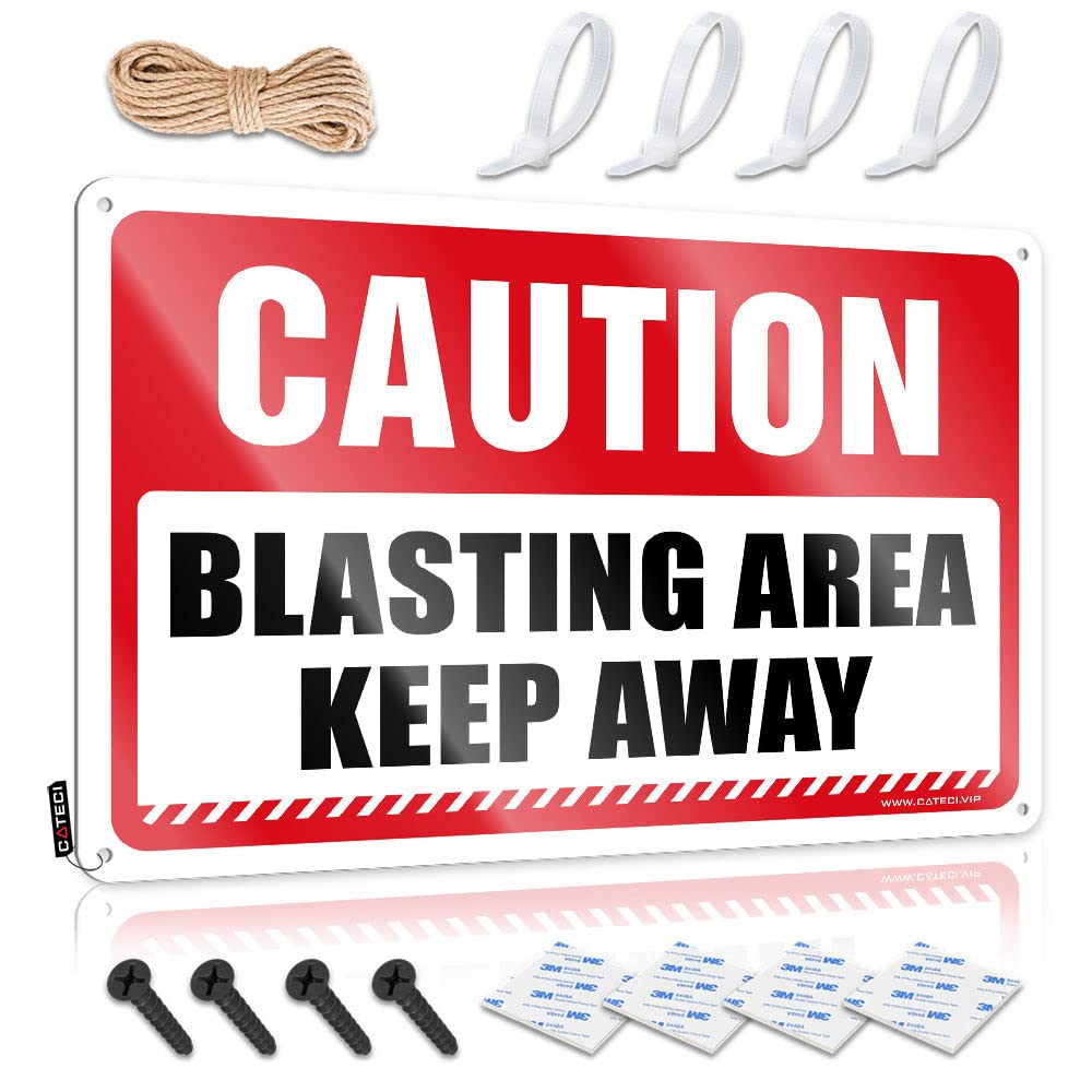IBWNBBUSN Man Cave Sign Funny Caution Blasting Area Keep Away Tin Sign Bbq Signs Outdoor Men Cave Decor