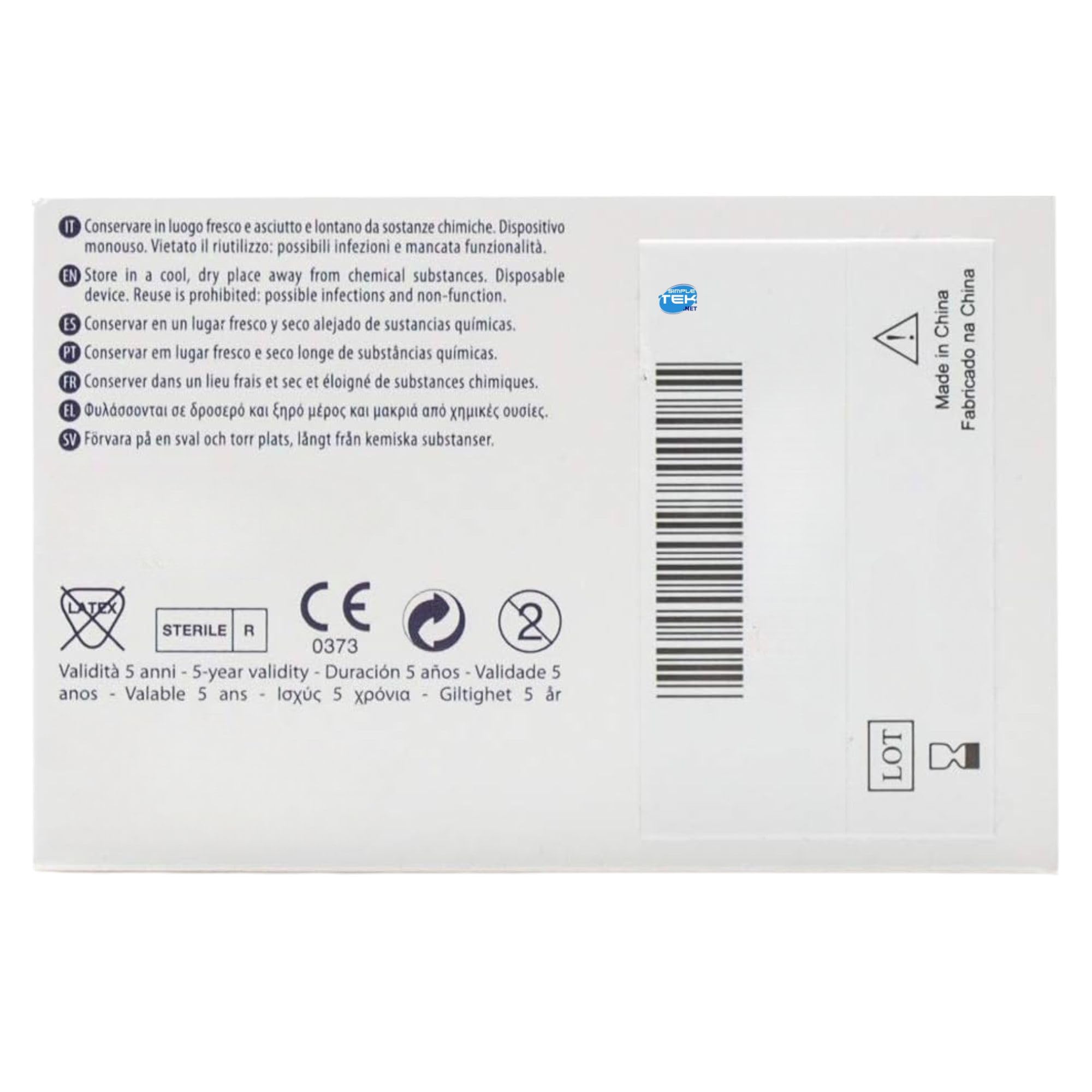 SIMPLETEK - 10 Confezioni di Lancette Pungidito Sterili e Tamponcini assorbenti per Glicemia | Kit completo G33, pronto all'uso (25 Pezzi per Confezione)