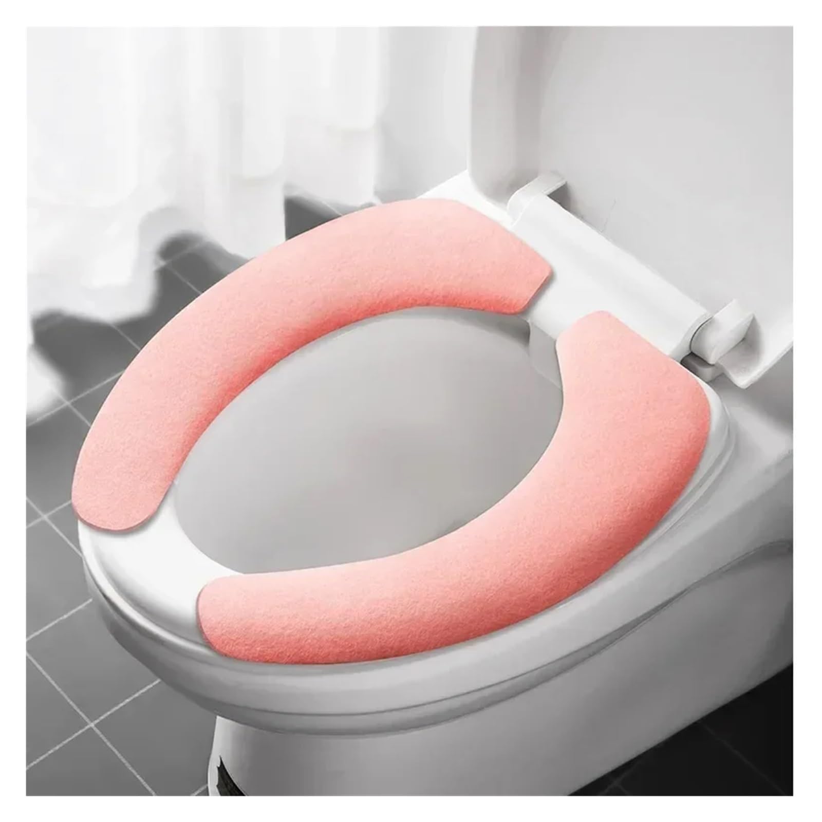MZSKLW Padded Toilet Seat 2Pair Reusable Warm Flannel Toilet Sticker Seat Covers Washable Filling Bathroom Mat Cover Universal(Enlarge-pink)