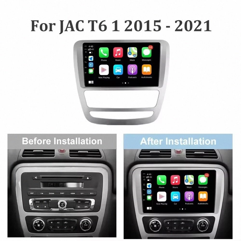 Car Stereo Carplay Radio de Coche para JAC T6 T8 2015-2021 Cámara Trasera - HD Pantalla Carplay Mirror Link - Portátil Radio Coche Bluetooth con, 4 Nuclear 4G+64G