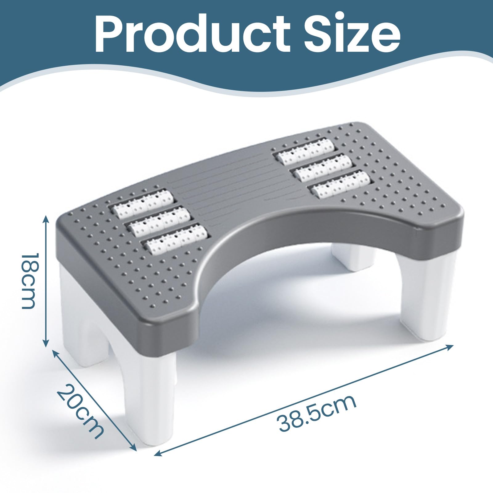 Sgabello WC HEKOBAG - Poggiapiedi Ergonomico In Plastica, Antiscivolo, Per Adulti E Bambini, 38.5x20x18 Cm - Foto 5