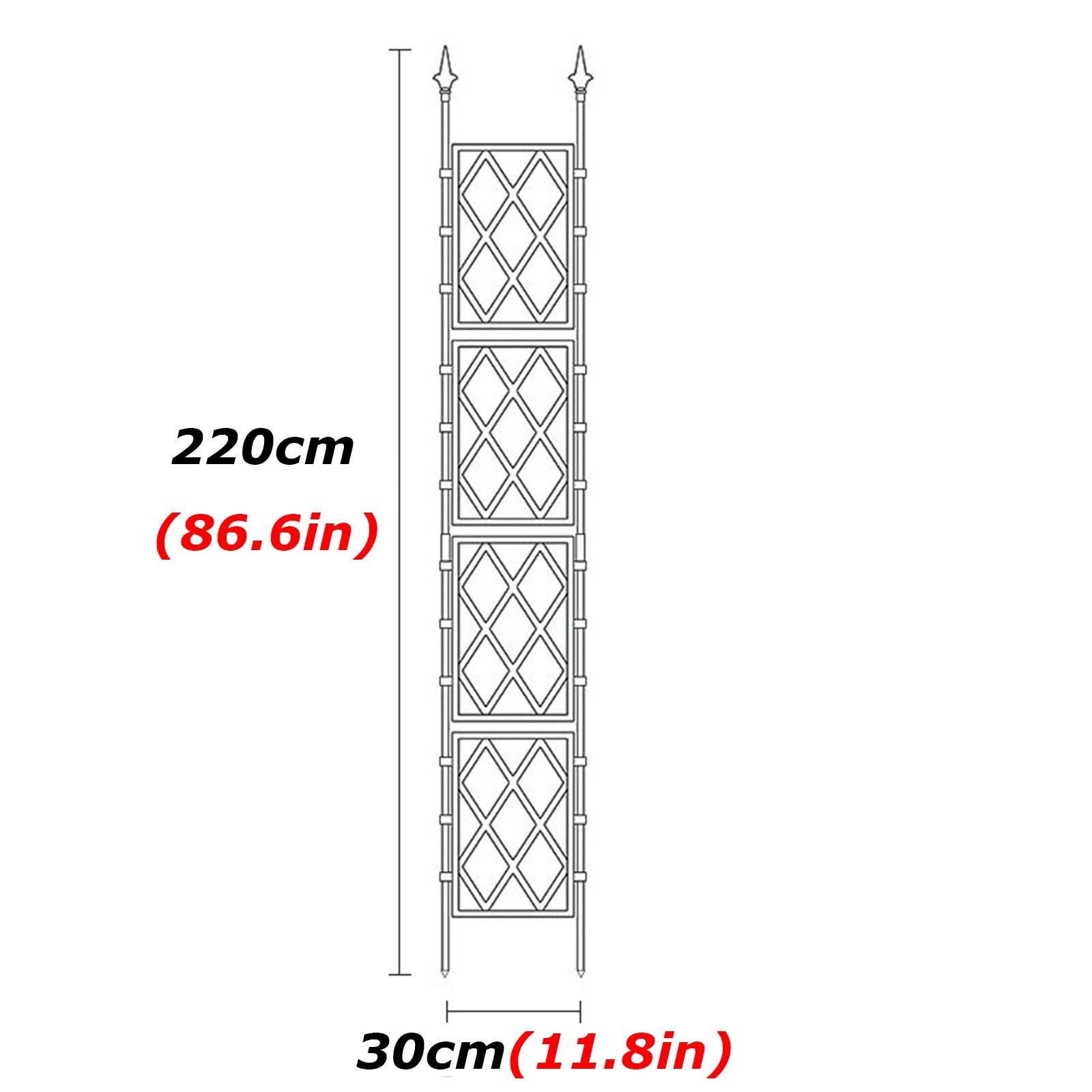 Traliccio da giardino fai da te per piante rampicanti, supporto per piante bianche e nere, per fiori, verdure, frutta, 30 x 220 cm, decorazione per esterni e soluzione di giardinaggio verticale