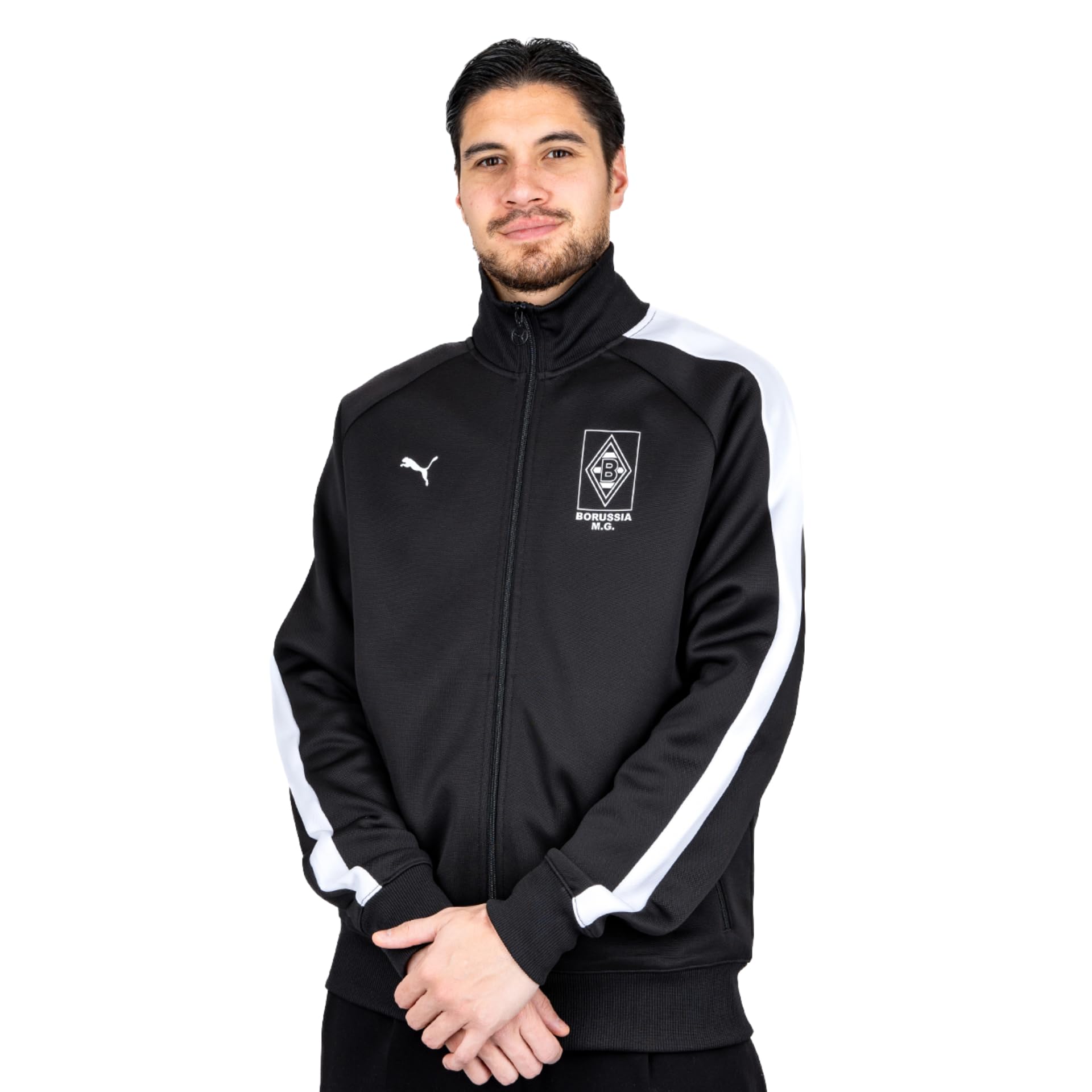 PUMA T7 Trainingsjacke Schwarz x | Borussia Mönchengladbach | Sportjacke mit Vereinslogo