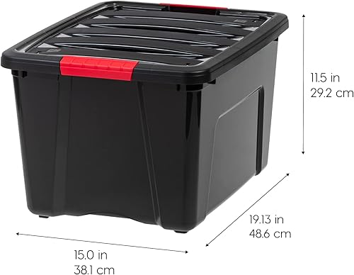 Vista 17 de IRIS USA - Caja de almacenamiento de plástico de 19 cuartos de galón con tapa y pestillos – Paquete de 4 – sin BPA, solución de organización