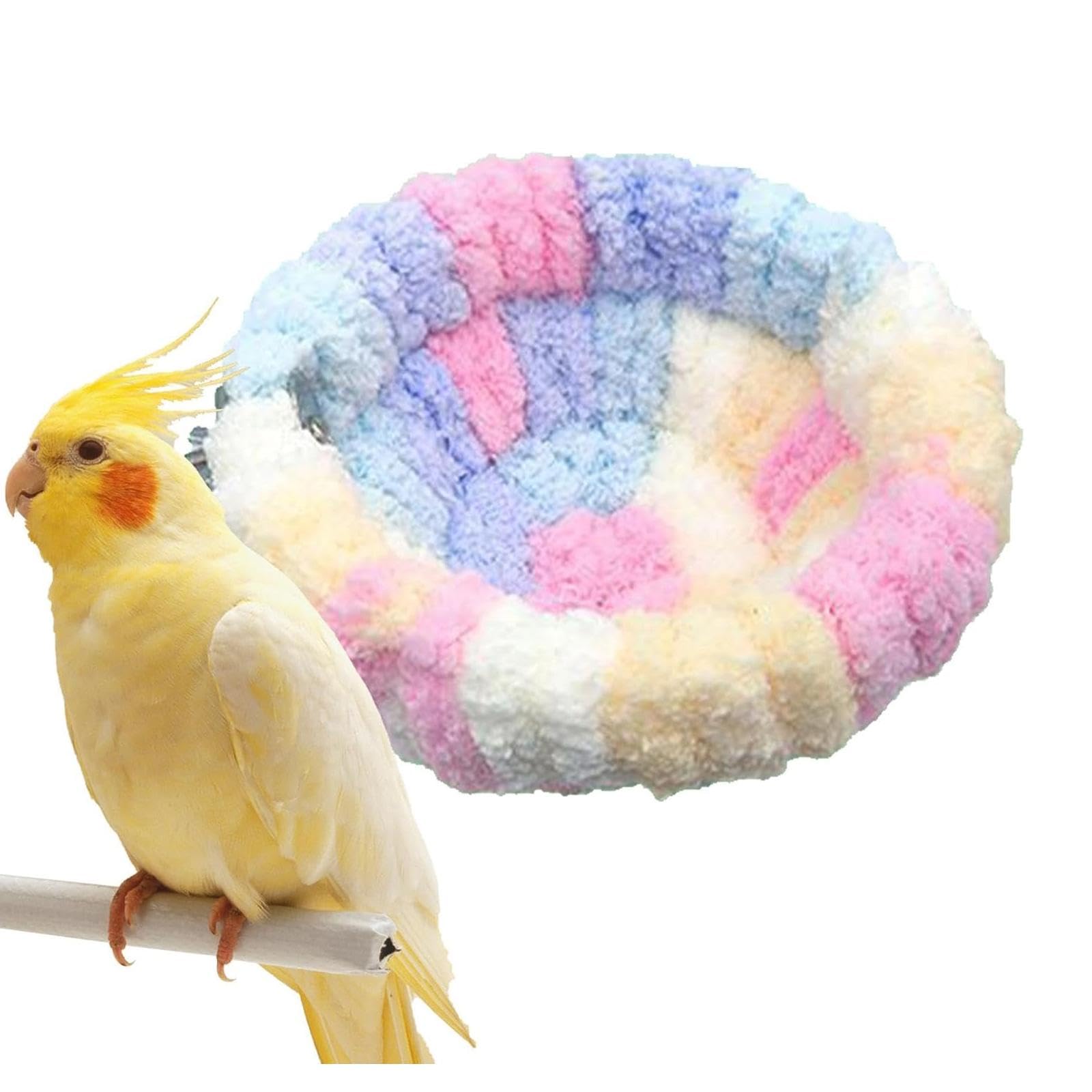CONGGUAN Small Parrot Nest House Warm Plush Hanging Bed for Cage Cozy Fleece Hut for Budgies Cockatiels Canaries Finches