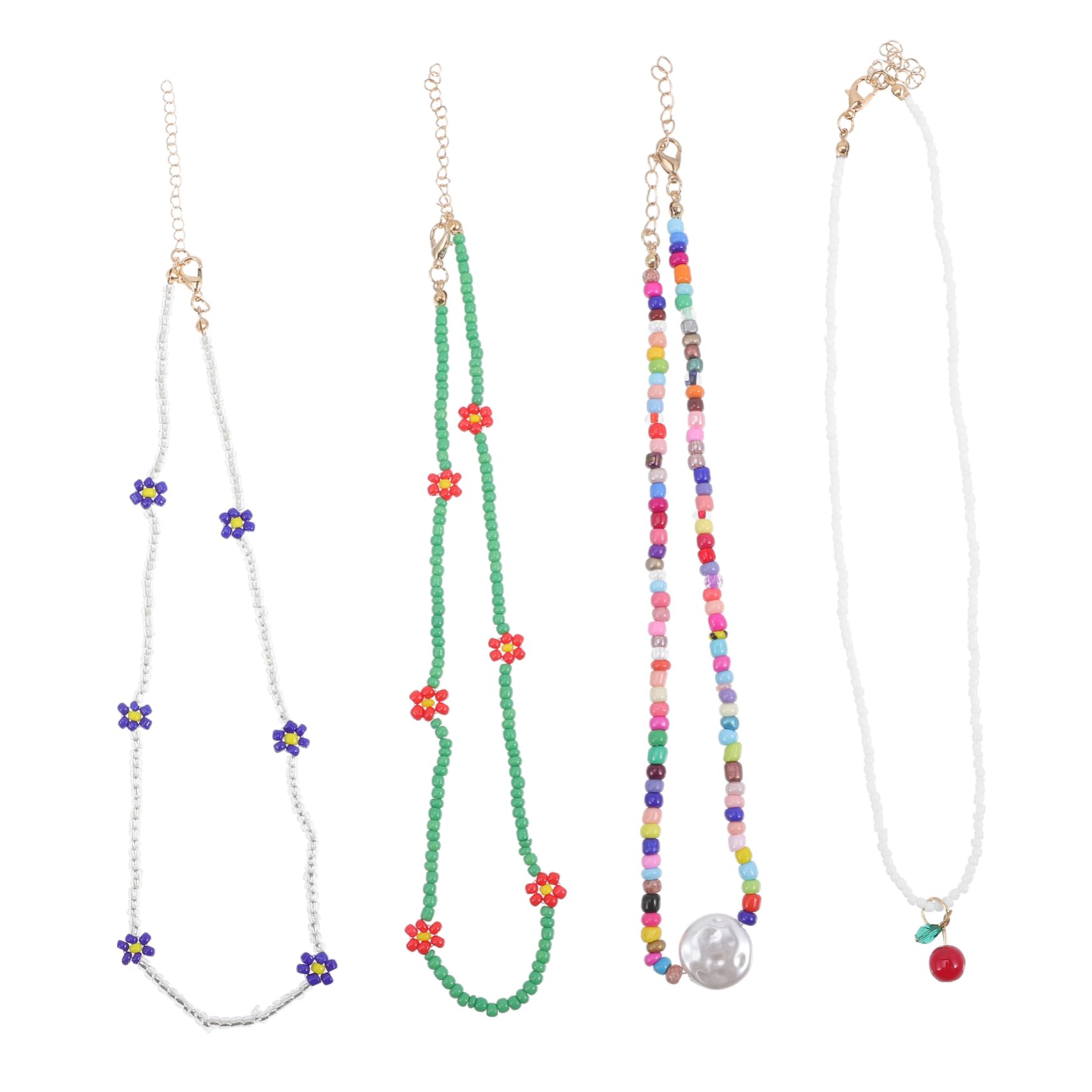 ANDRESLAD 4 Piezas Collar De Cuentas De Colores Collares De Playa Collar De Playa Collares De Cuentas Collar Para Chicas Adolescentes Collares Para Mujer r Collar De Verano Con Cuentas