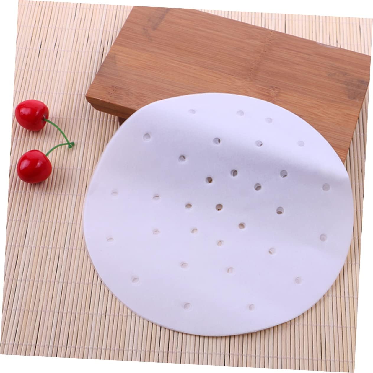 MAGICLULU 100Pcs Perforated Round Steamer Paper Liners Non Stick Cooking for Air Fryer Steamer for Dim Sum Rice and Vegetables