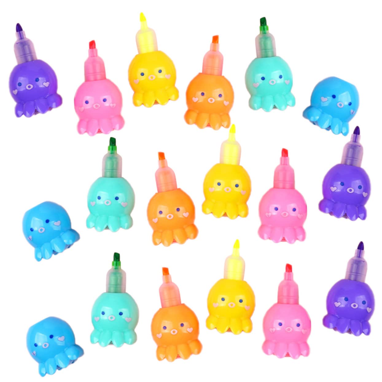 Happyyami Rotuladores Fluorescentes Plástico Liviano con Diseño de Octópodo Escritura Suave 18 Piezas para Estudiantes Ideales para Tarjetas DIY y Escuela