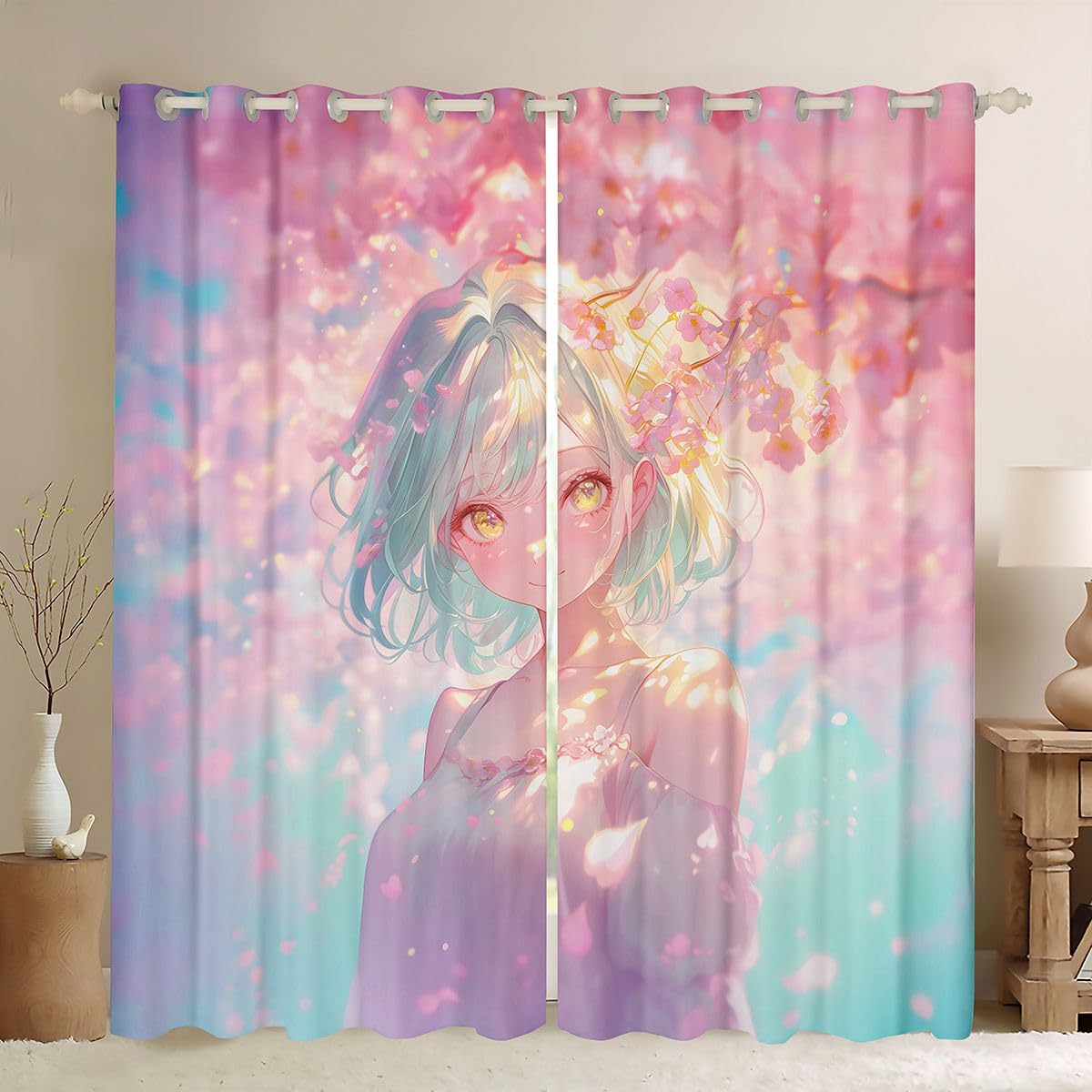 Homemissing Anime Mädchen Vorhänge 183x117cm