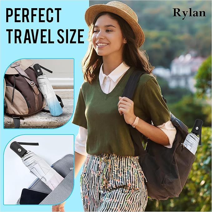 Image of TEKCOOL Umbrella, UV Big Size Umbrella for Sun Protection Rain Windproof Strong large 3 fold for men women kids boys girls Perfect small & stylish Windproof & Compact(Green)