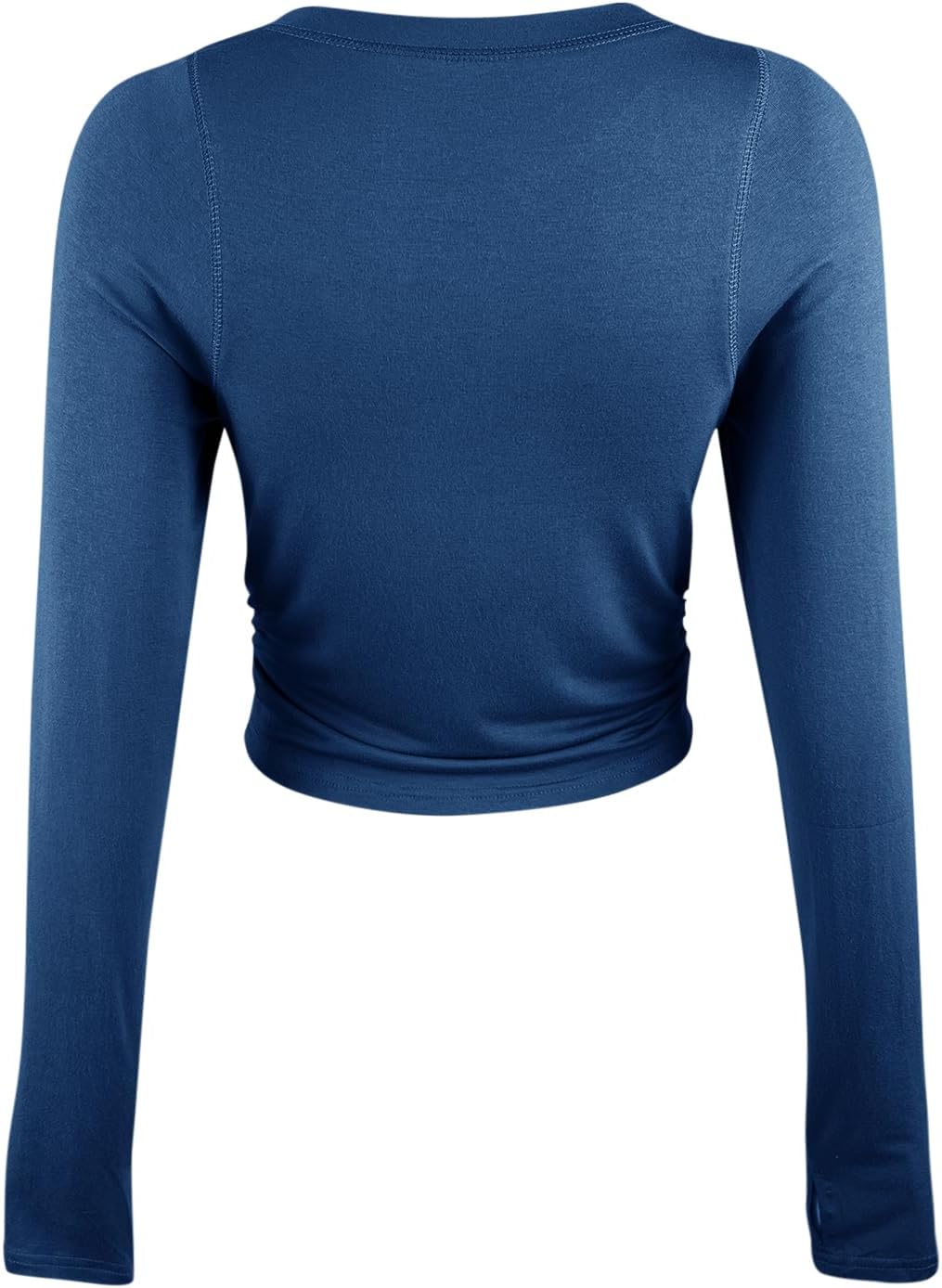 Orchidays Women’s Long Sleeve T Shirts Ruched Going Out Crop Tops with Thumb Holes Basic Slim Fit Tees - Image 4