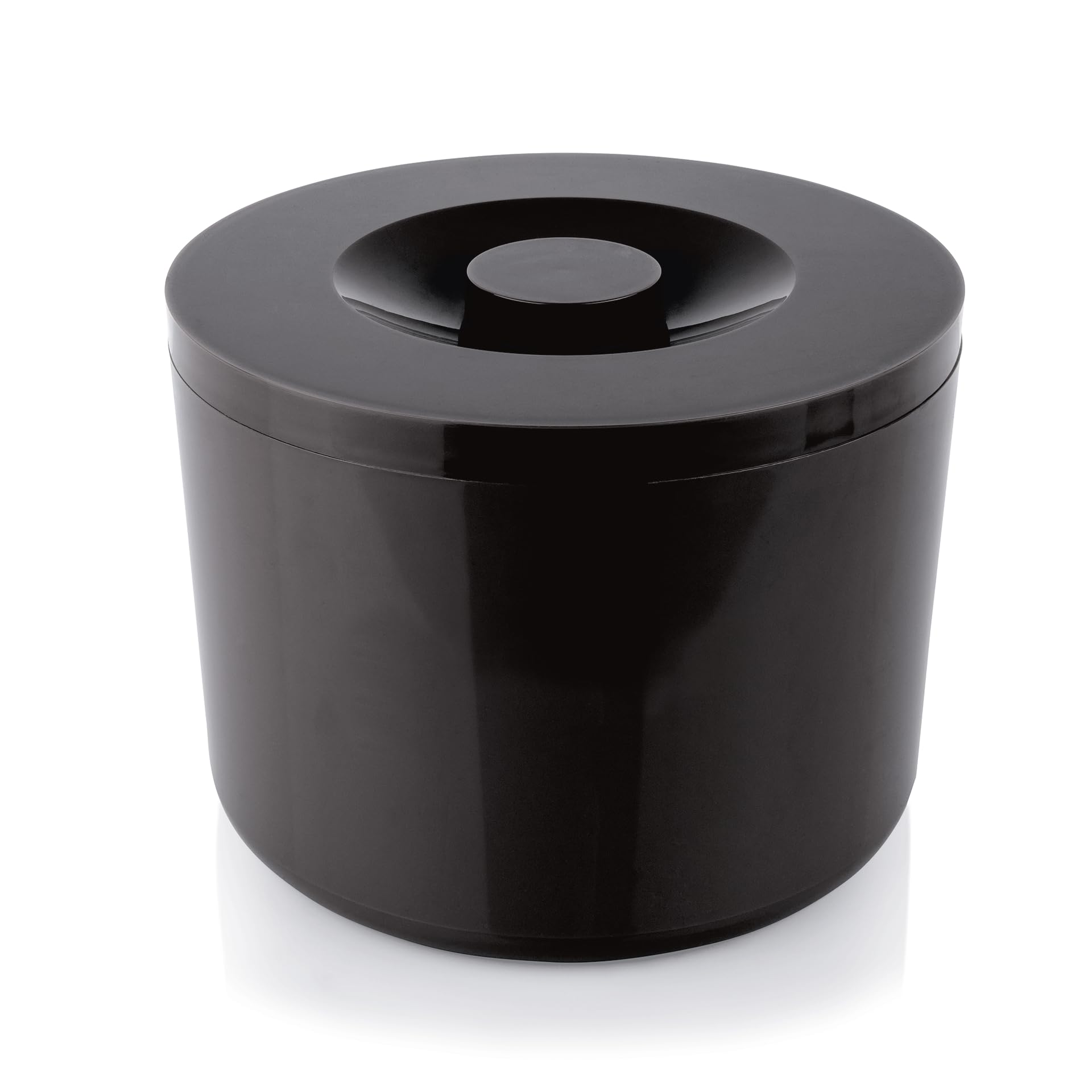 Contenitore per cubetti di ghiaccio con sgocciolatoio, 10 l, a doppia parete, nero lucido, diametro 29 cm, altezza 22 cm, contenitore per ghiaccio con coperchio, 3 pezzi