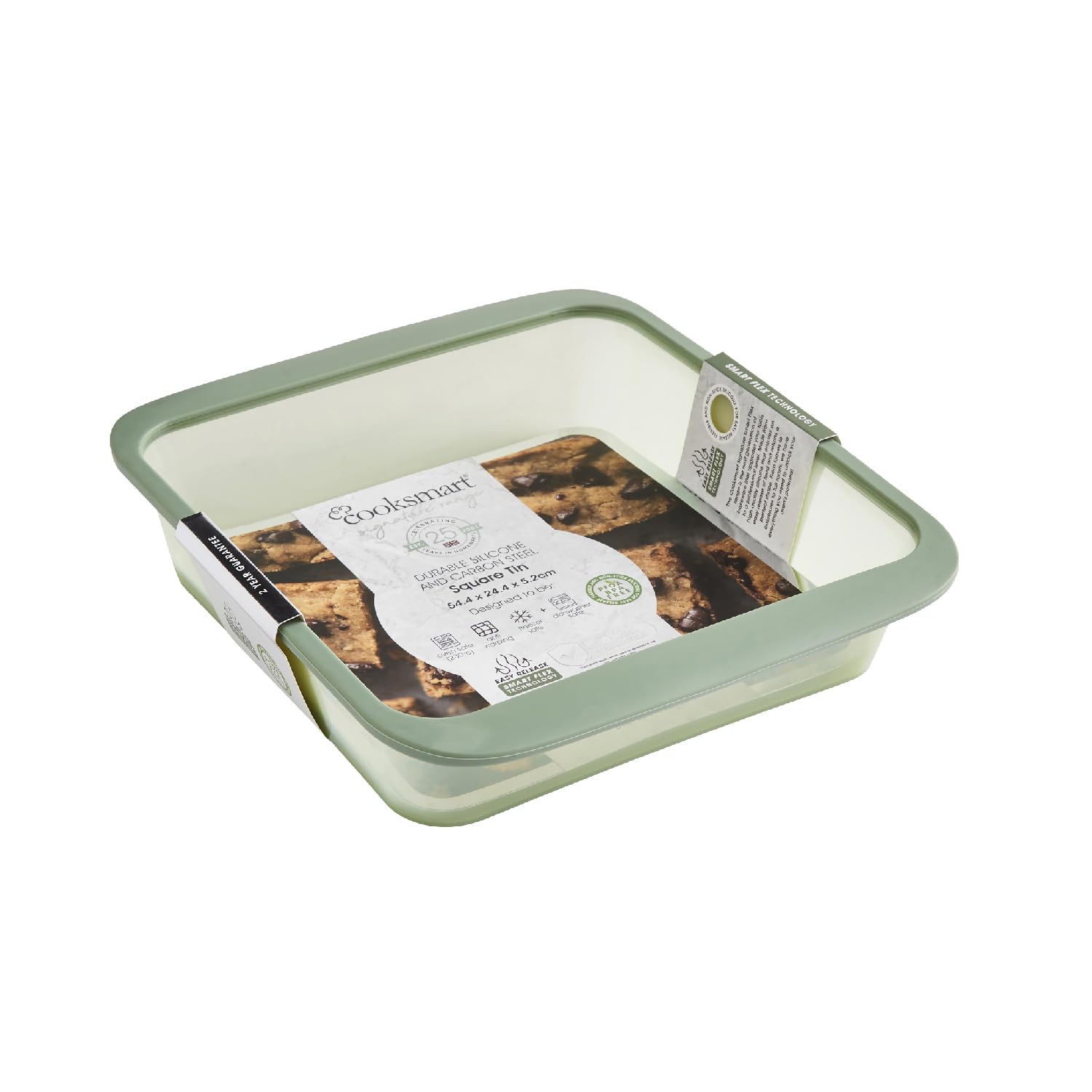 Cooksmart Signature Smart Flex Square Tin – Silicone | Non-Stick | Oven, Freezer & Dishwasher Safe | BPA-Free | Flexible & Durable | Green