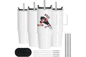 Personalized Photo Sublimation Tumbler with Handle - 4 Pack Stainless Steel Travel Tumbler