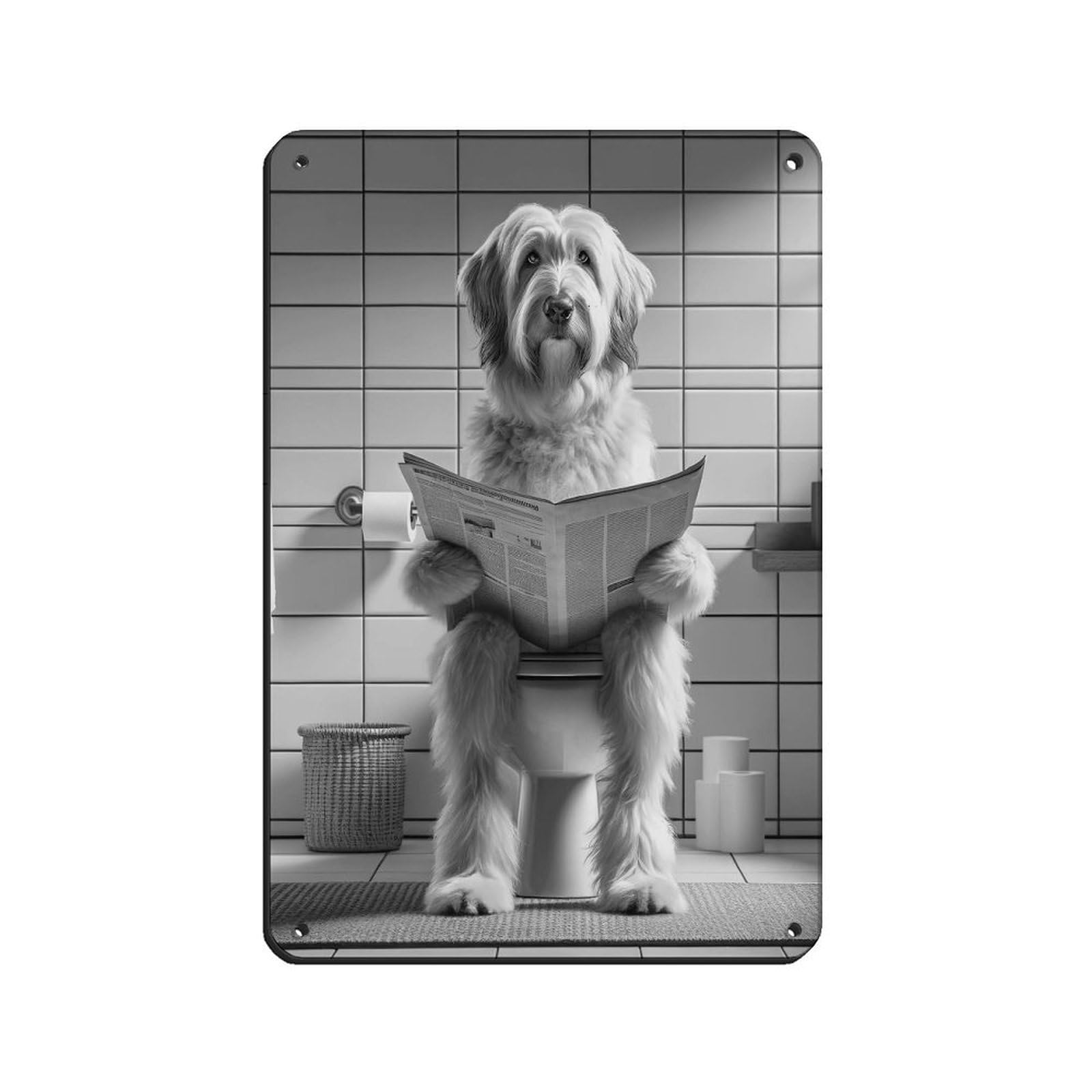 Lxwnze 20L X 30W Cm Catalan Sheepdog,Funny Bathroom Decor Tin Sign Vintage Metal Pub Club Cafe Bar Home Wall Art Decoration Poster Retro 8X12inch(20X30cm)