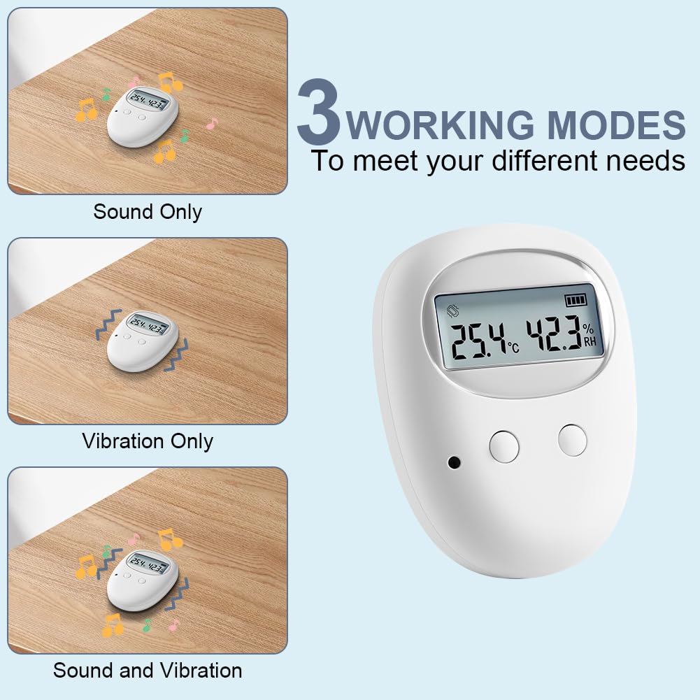 OFFCUP Kabelloser Bettnässer-Alarm für Jungen und Mädchen, LED-Anzeige 10-20M Wirkbereich, 3 modi USB Wiederaufladbar Vibration Pee Alarm Kids Töpfchentraining für Seniorenpflege Erwachsene