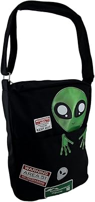 Sleepyville Critters Area 51 Peeking Alien Canvas Cross Body Bag