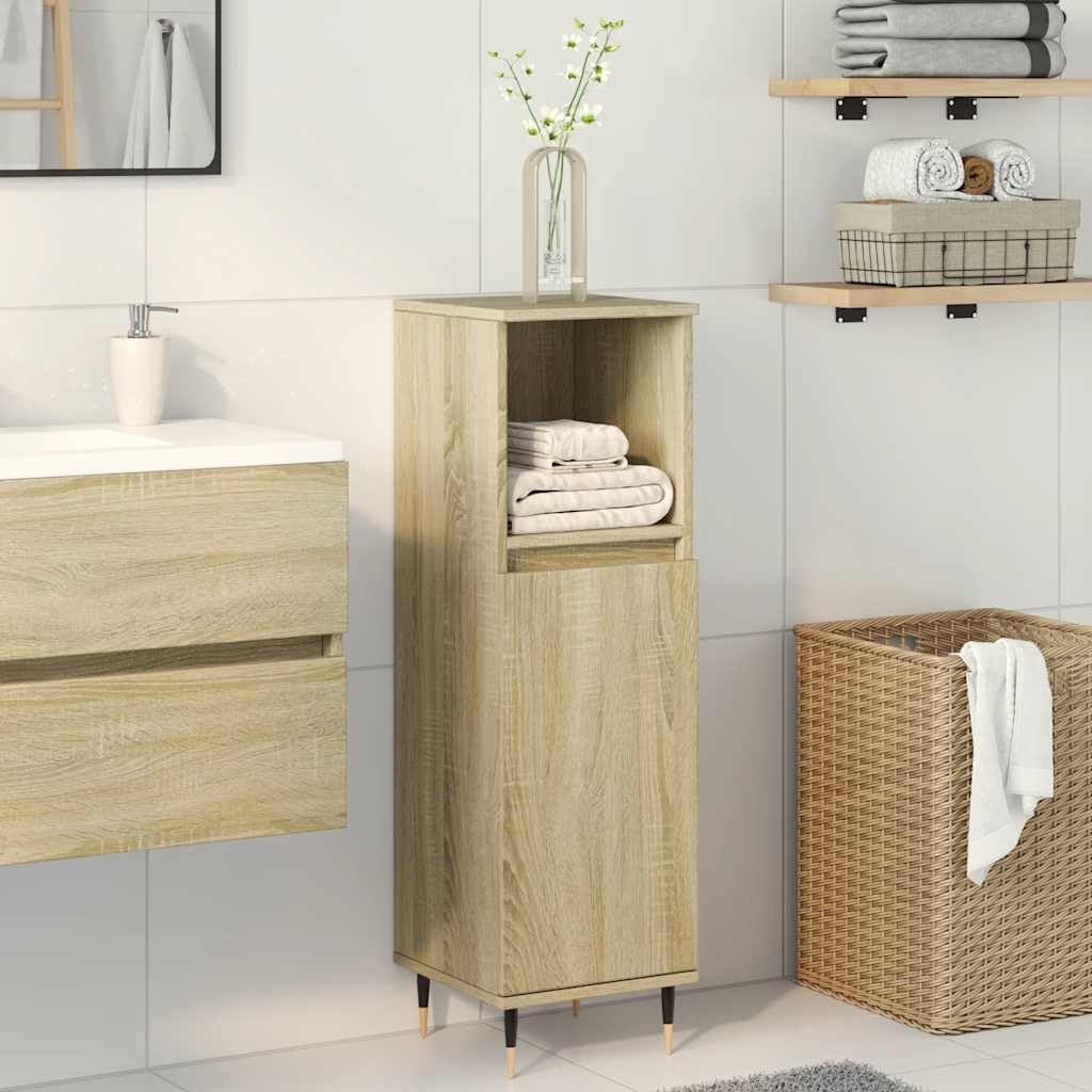 Armario de Baño con 3 Compartimentos y Puerta Reversible para Almacenamiento Organizado de Artículos de Tocador y Productos de Higiene Personal