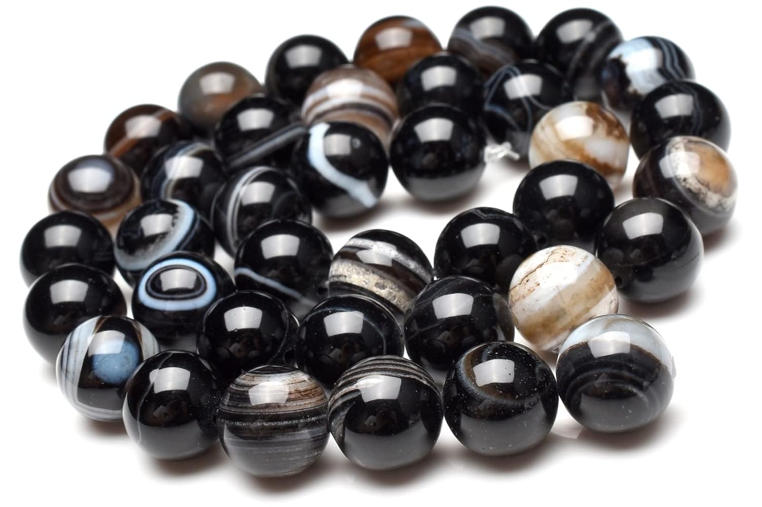 Amazon.co.jp: 【 福縁閣 】黒天眼石 10mm 1連（約38cm）_R85