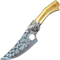 Vista 4 de Cuchillo de carnicero de carne, cuchillo de caza de acero inoxidable serbio de cocina de 6 pulgadas, cuchillo de chef de pescado, fruta, verduras