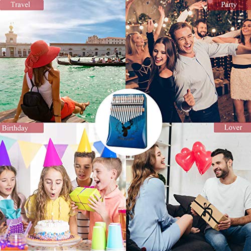 Kalimba 17 toetsen, duimpiano duim piano vinger solide kalimba instrument, met leren songboek en tuning hamer en stoffen… - Image 6