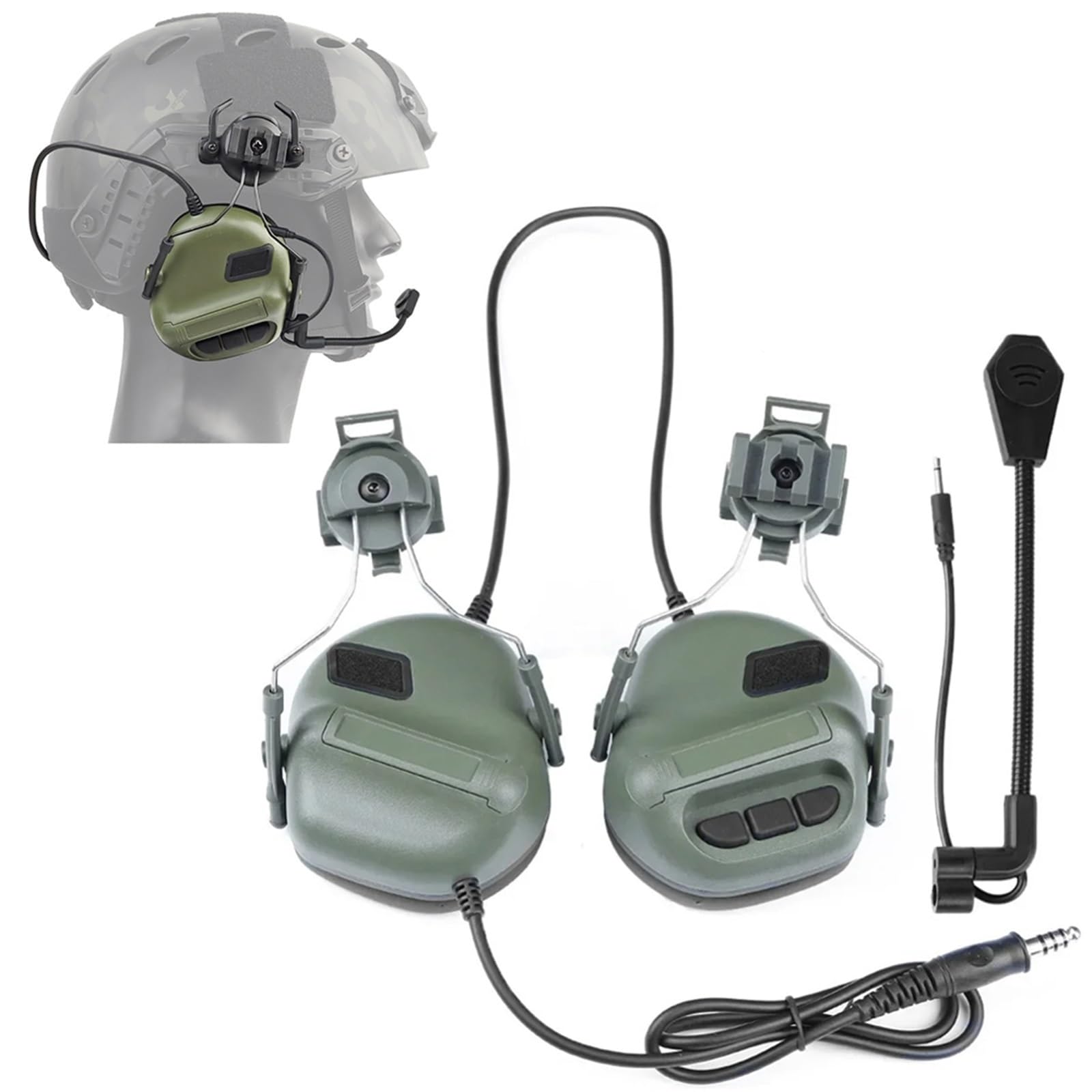 Cuffie Tattiche con Cancellazione del Rumore E Microfono Cuffie Antirumore Impermeabili, Casco Militare E Compatibili con Radio PTT per Caccia E Tiro